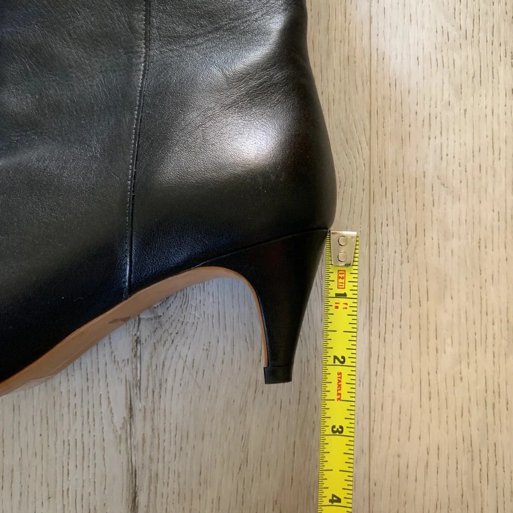 Dolce Vita Black Leather Pointed‎ Toe Ankle Boots Kitten Heel Made in Brazil 6.5